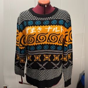 VINTAGE 2002 Naruto Sweater Knit hoodie mens Masashi Kishimoto Anime Y2K